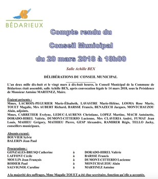 Compte Rendu du 20.03.2018